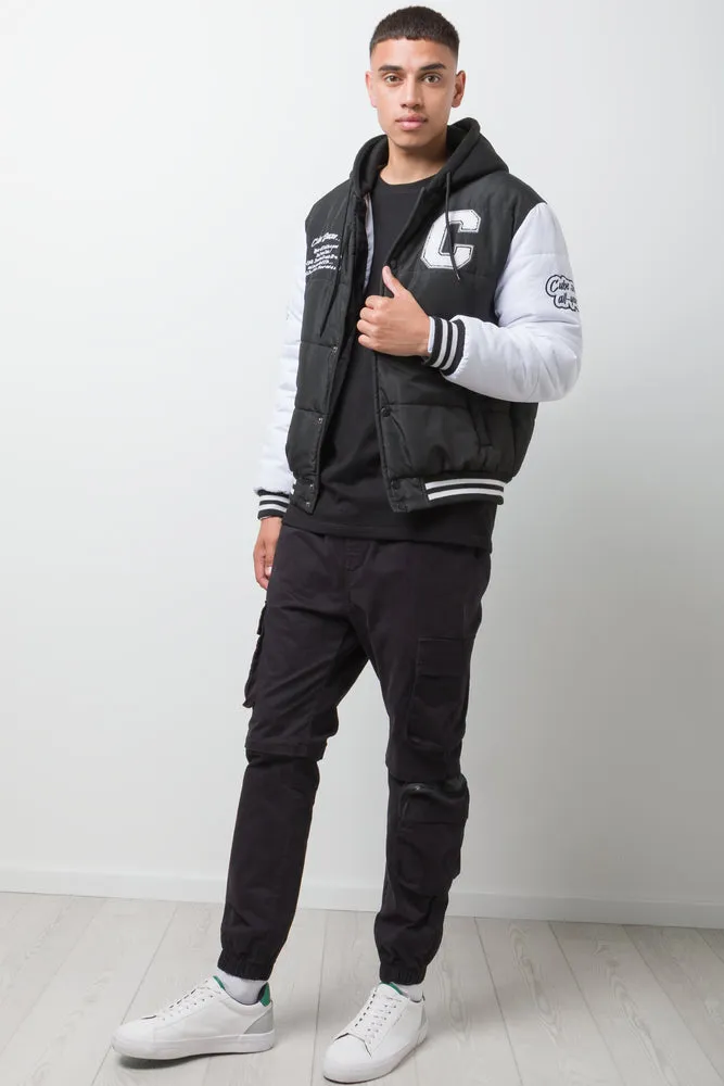 Baseball Puffer Jacket Black
