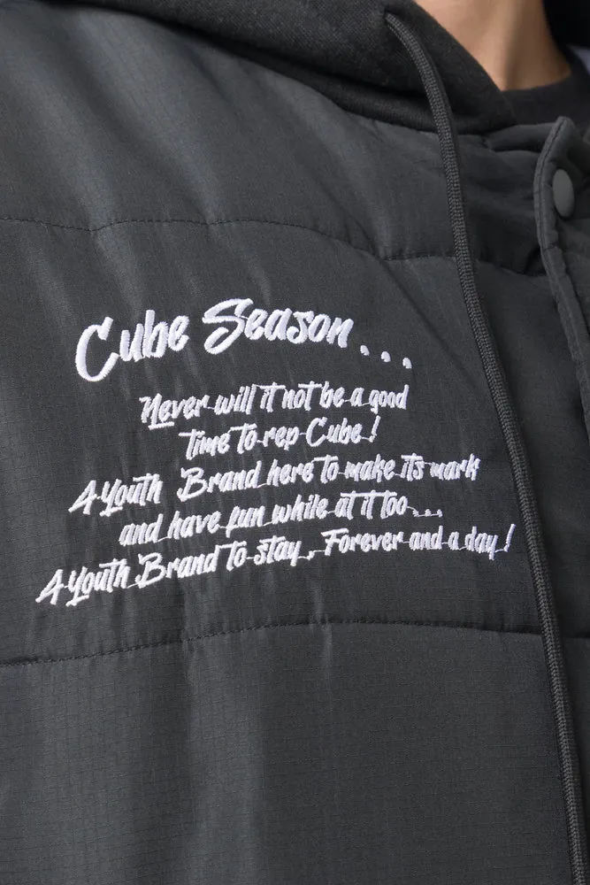 Baseball Puffer Jacket Black