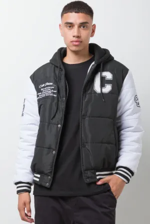 Baseball Puffer Jacket Black