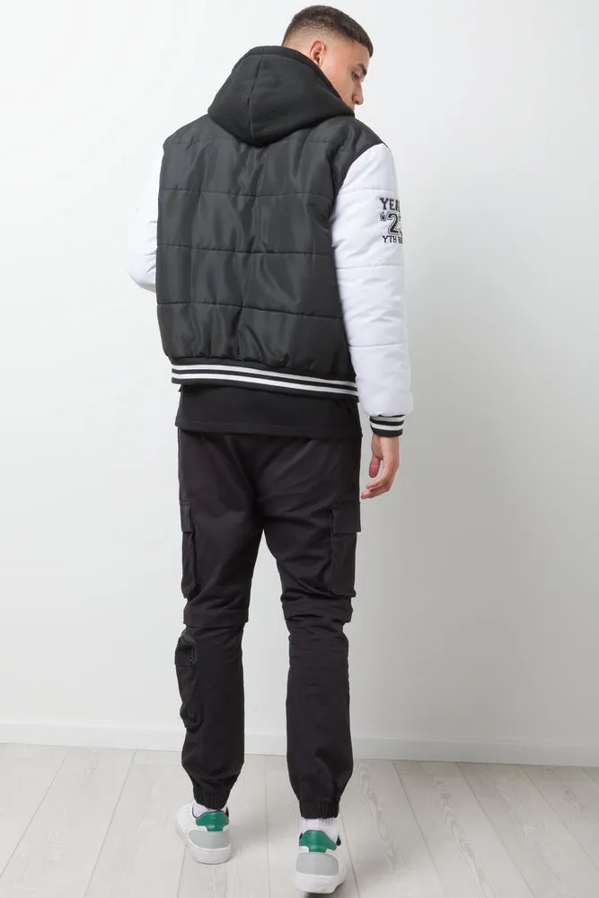 Baseball Puffer Jacket Black