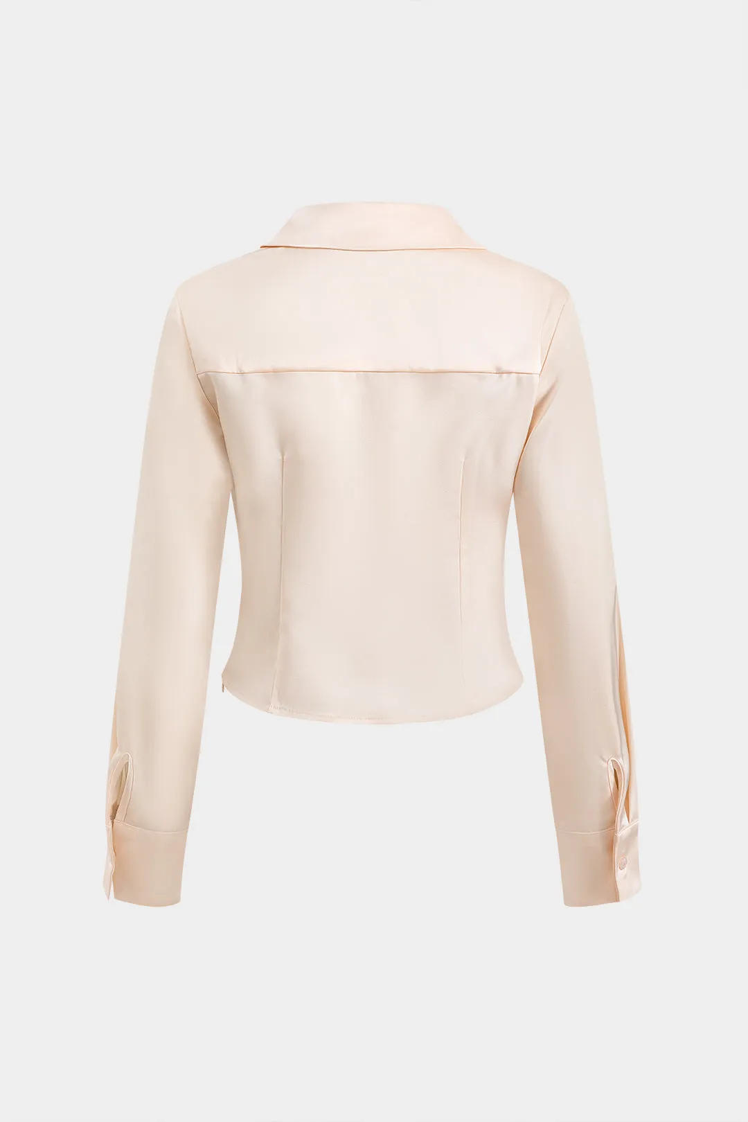 Beatrix - Timeless Ruched Satin Woman's Long Sleeve Shirt