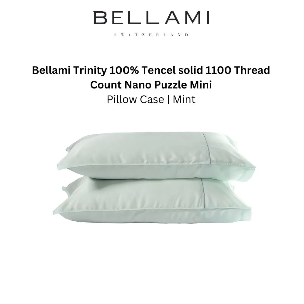 Bellami Trinity 100%  Tencel solid 1100 Thread Count Nano Puzzle Mini Bed Sheet Set   1 Pillow Case - Mint