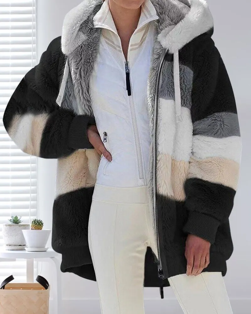 BerryBetty - Plush warm hooded coat