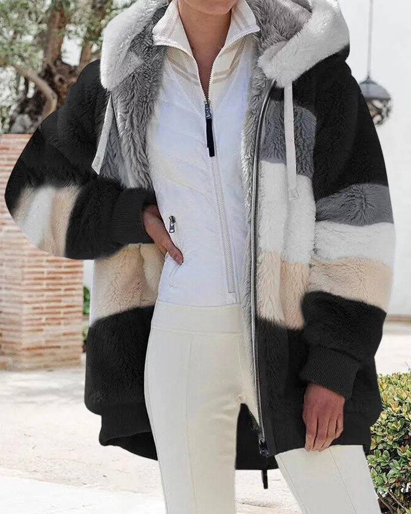 BerryBetty - Plush warm hooded coat