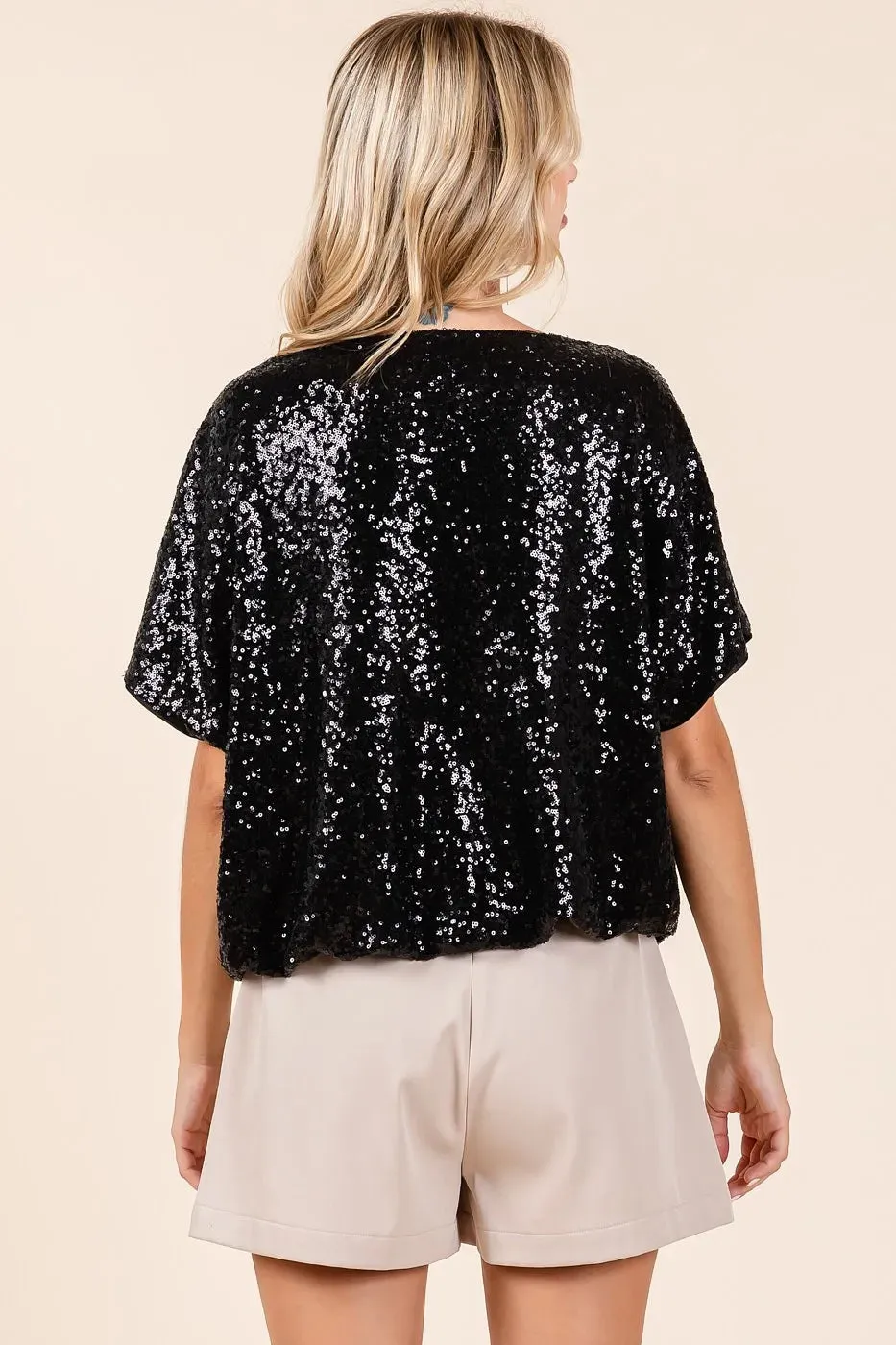 Black Like the Night Sequin Top