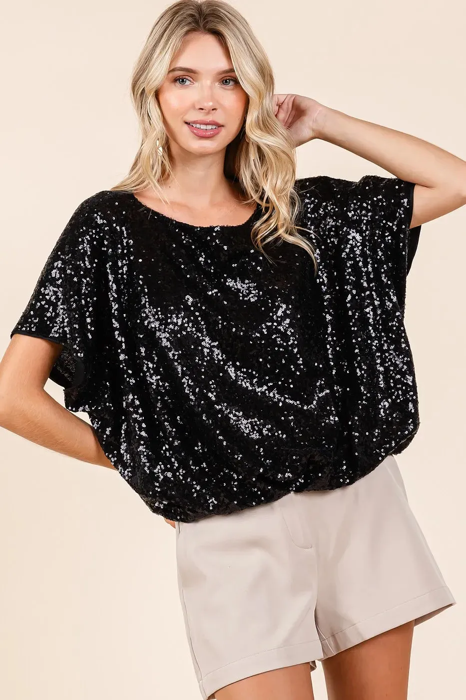 Black Like the Night Sequin Top