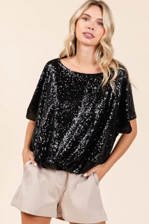 Black Like the Night Sequin Top