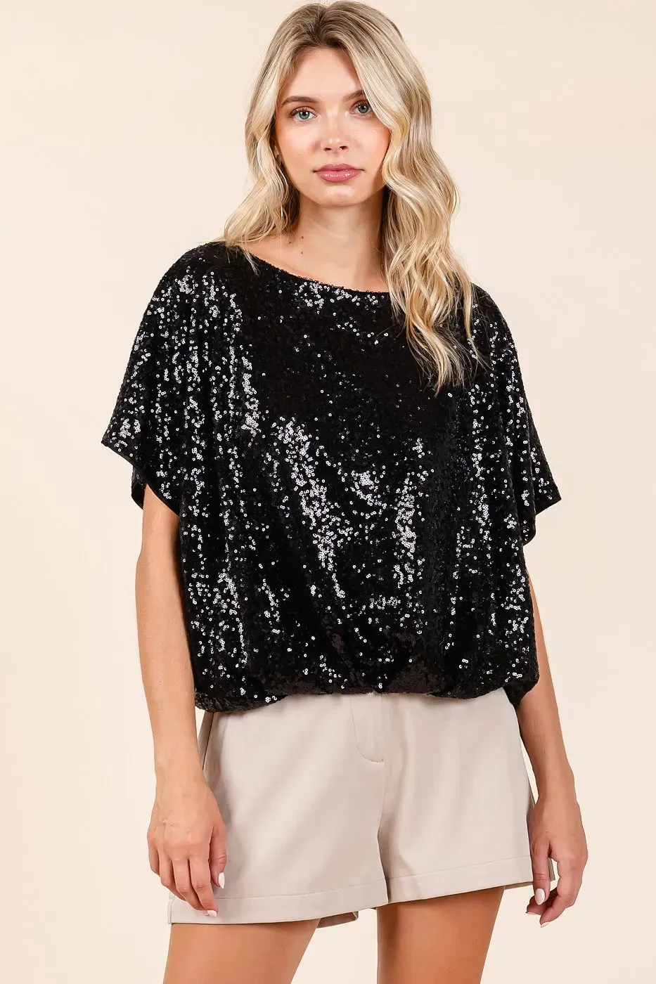 Black Like the Night Sequin Top
