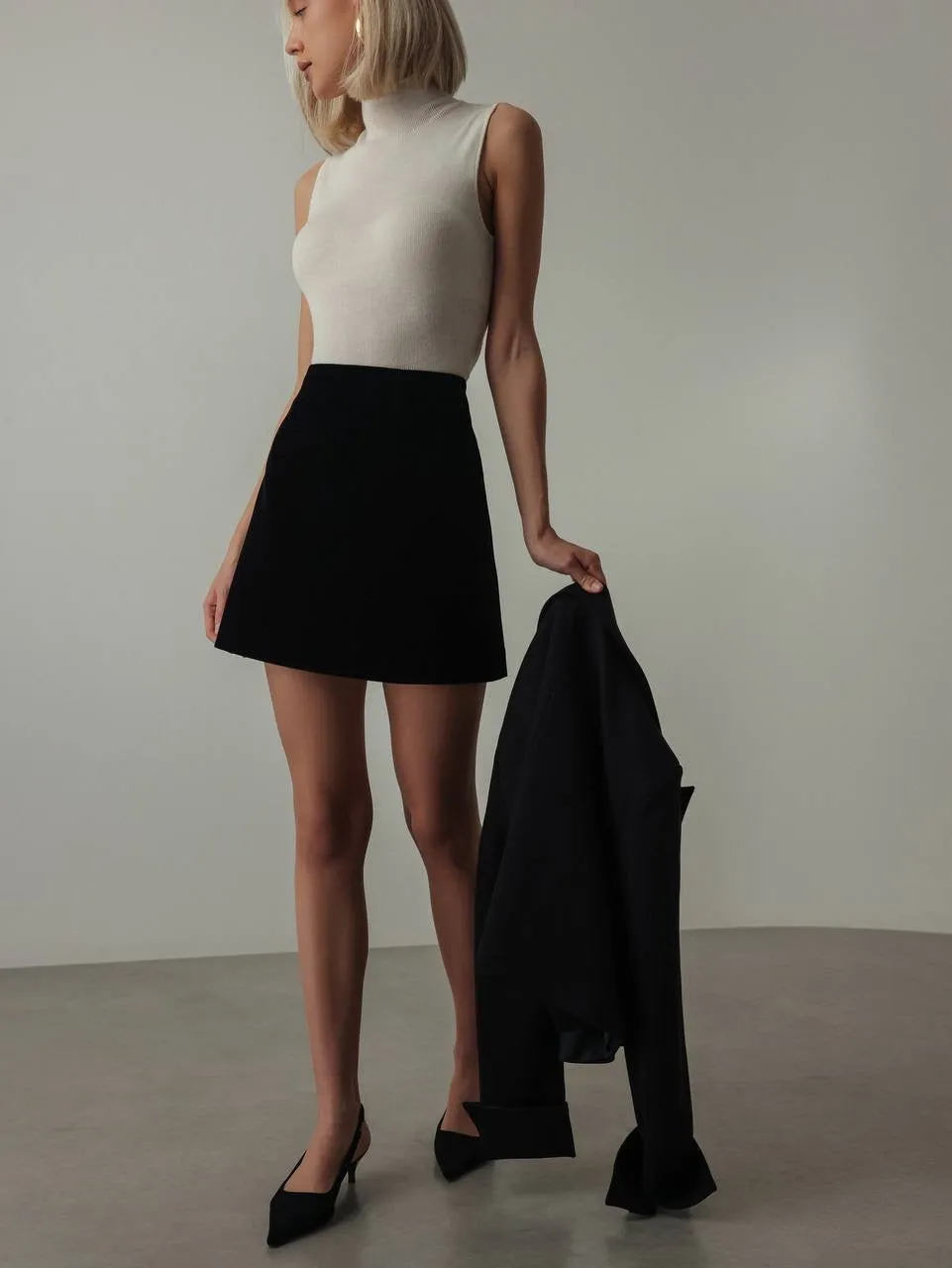Black Velvet Mini Skirt