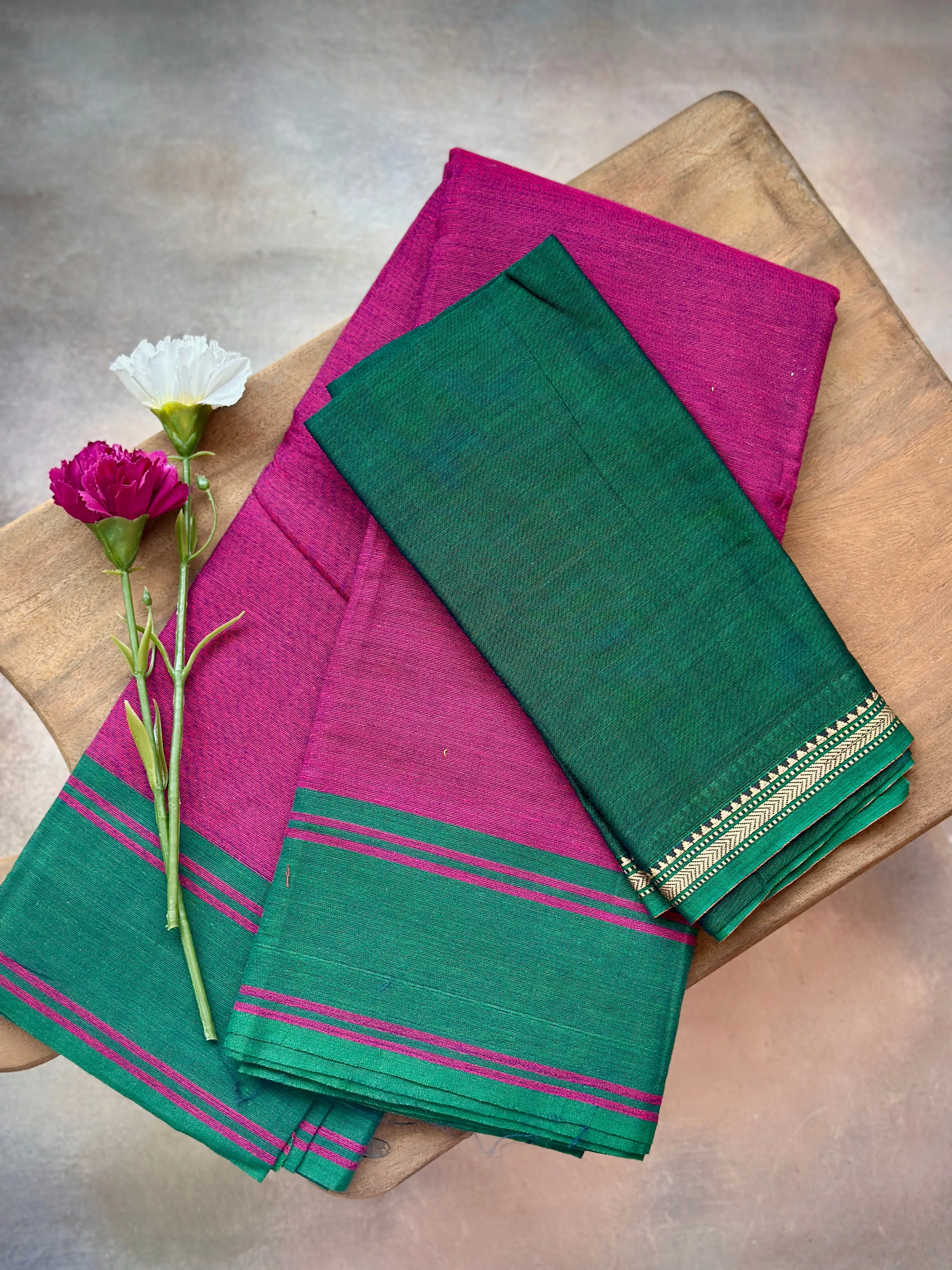 Blouse cotton   Bougainvillea & Green