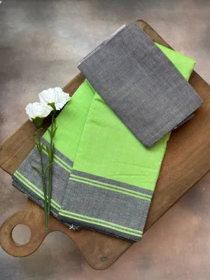 Blouse cotton   Green Meet grey