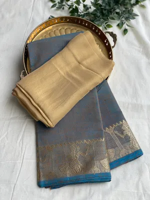 Blouse   Dancing girls woven border | Slate Wave
