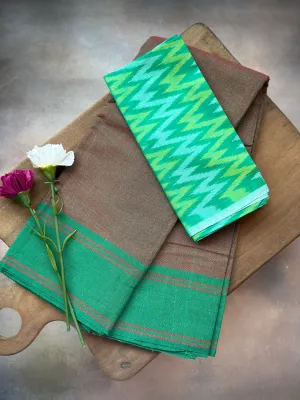Blouse Ikkat Silk Cotton   Tender Mango Leaf