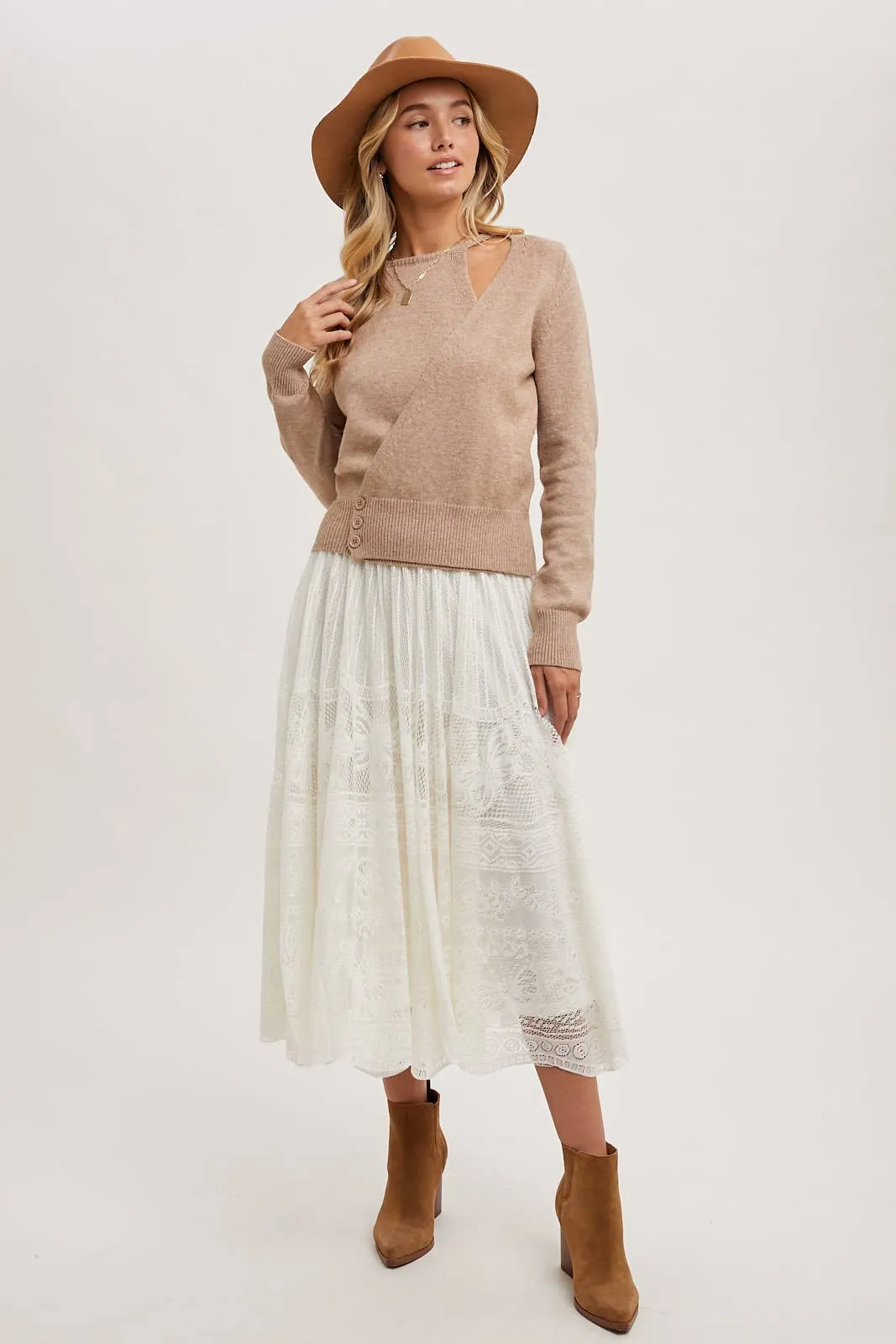 BOHO LACE MIDI SKIRT