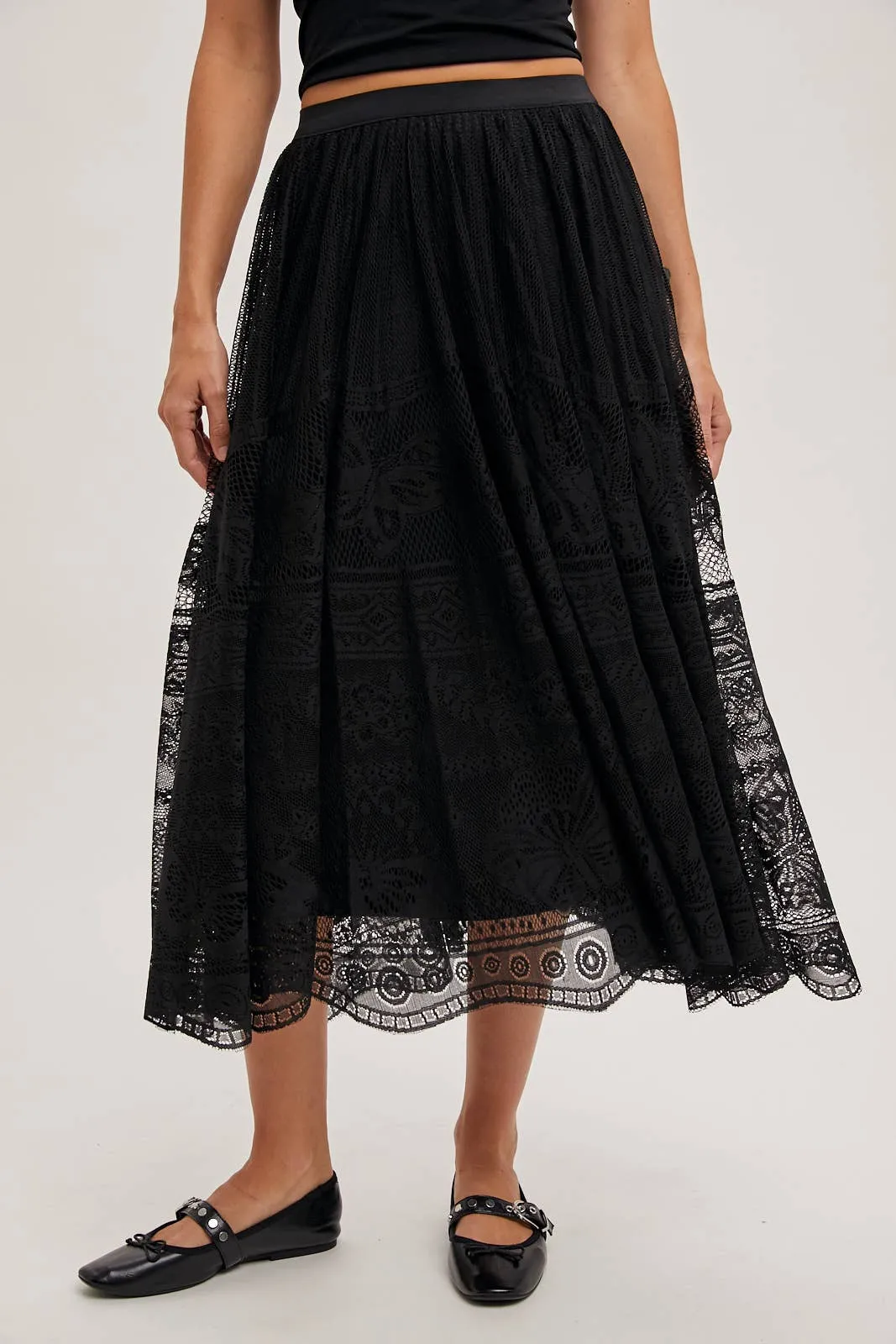BOHO LACE MIDI SKIRT
