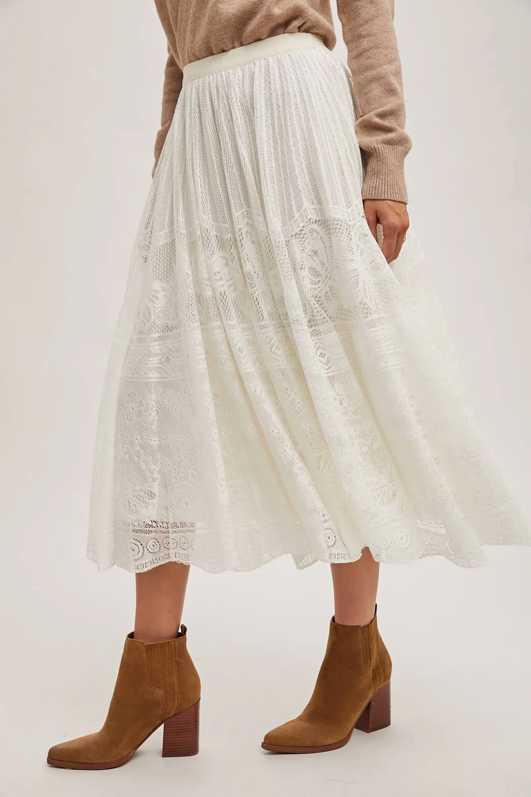 BOHO LACE MIDI SKIRT