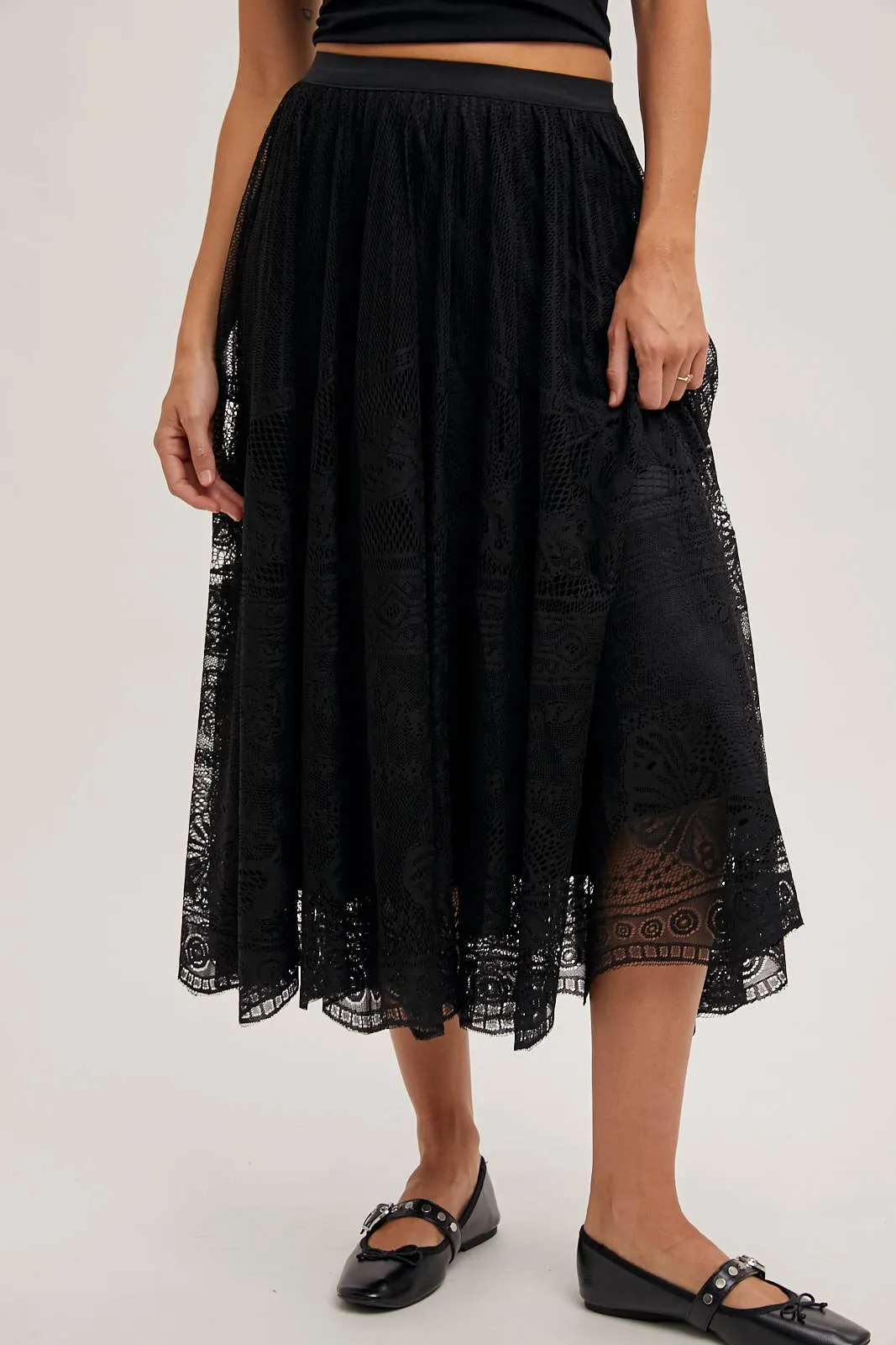 BOHO LACE MIDI SKIRT