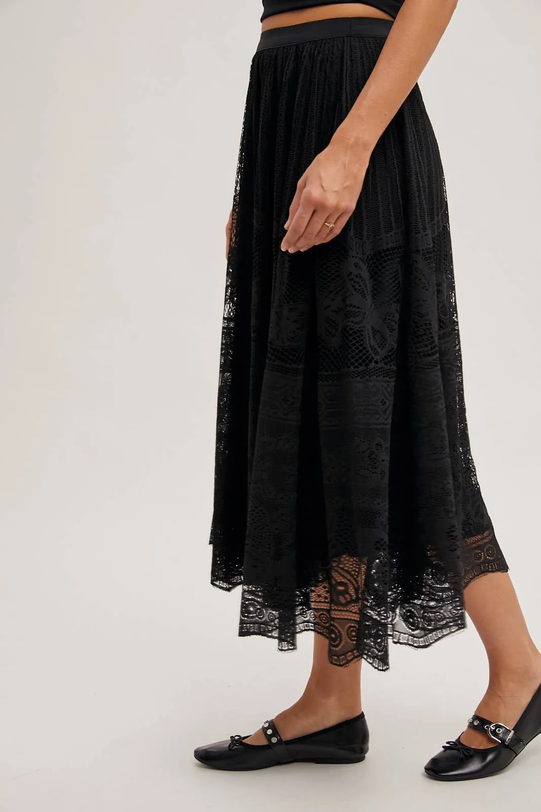 BOHO LACE MIDI SKIRT