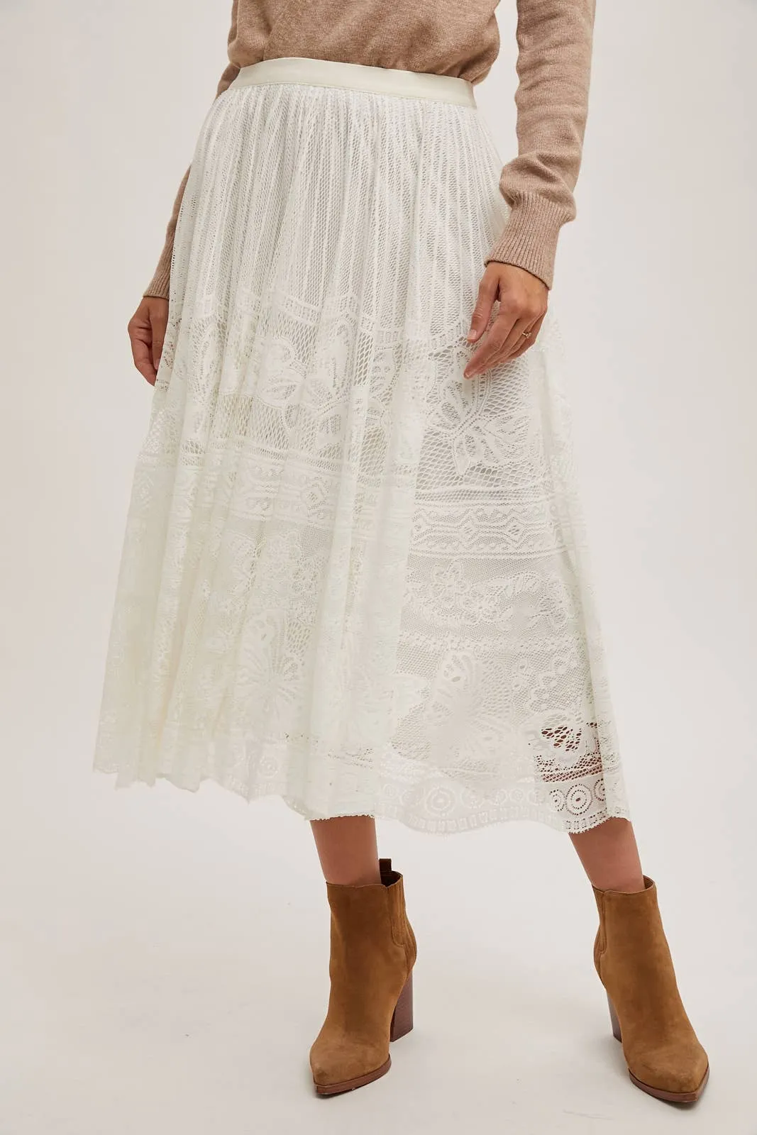 BOHO LACE MIDI SKIRT