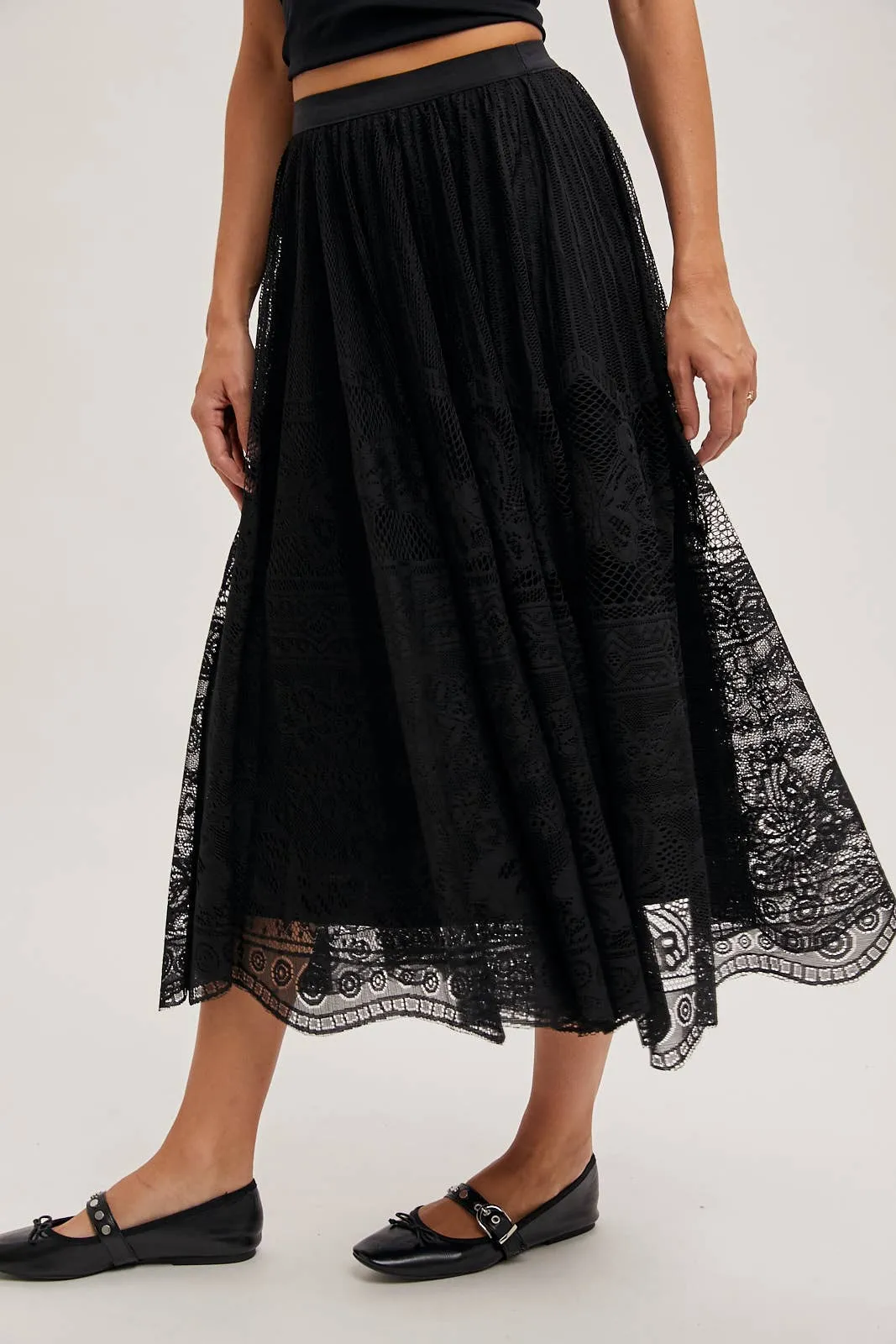BOHO LACE MIDI SKIRT
