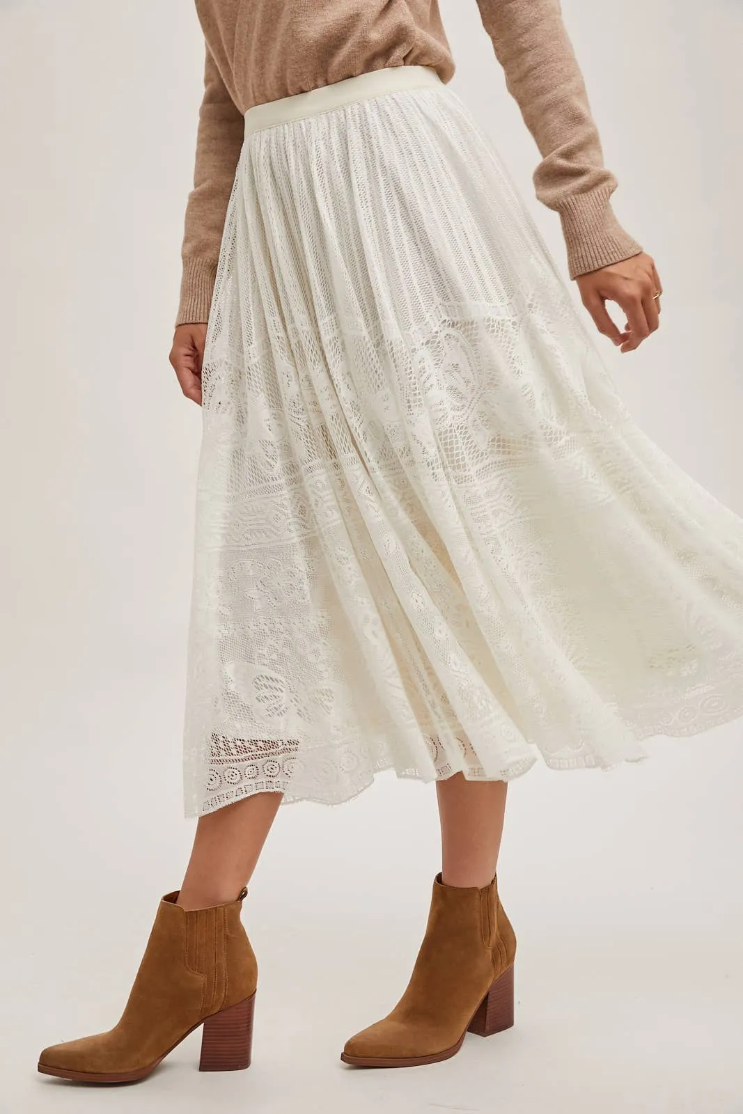 BOHO LACE MIDI SKIRT