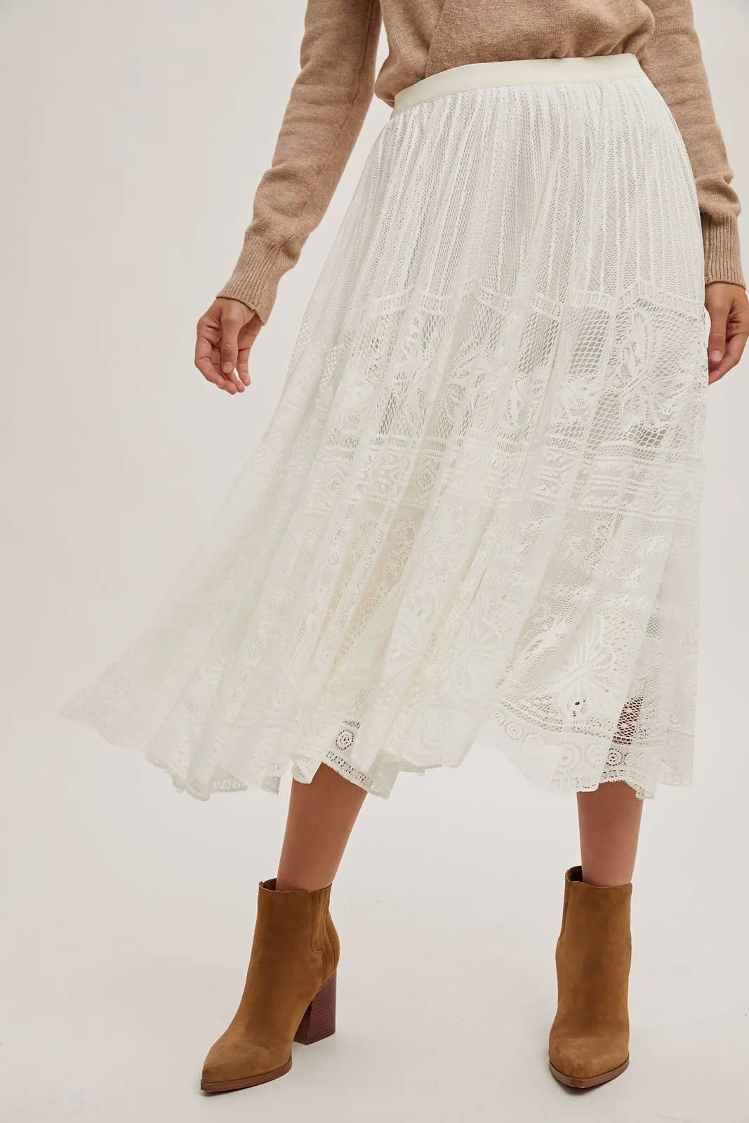 BOHO LACE MIDI SKIRT