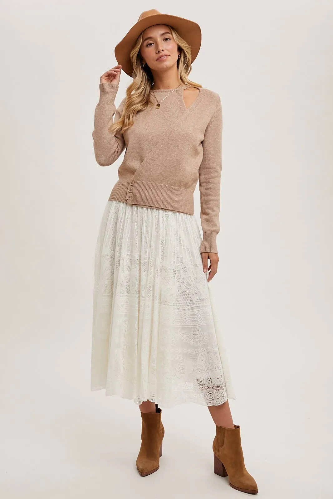 BOHO LACE MIDI SKIRT