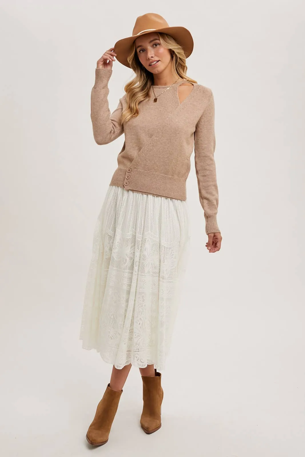 BOHO LACE MIDI SKIRT