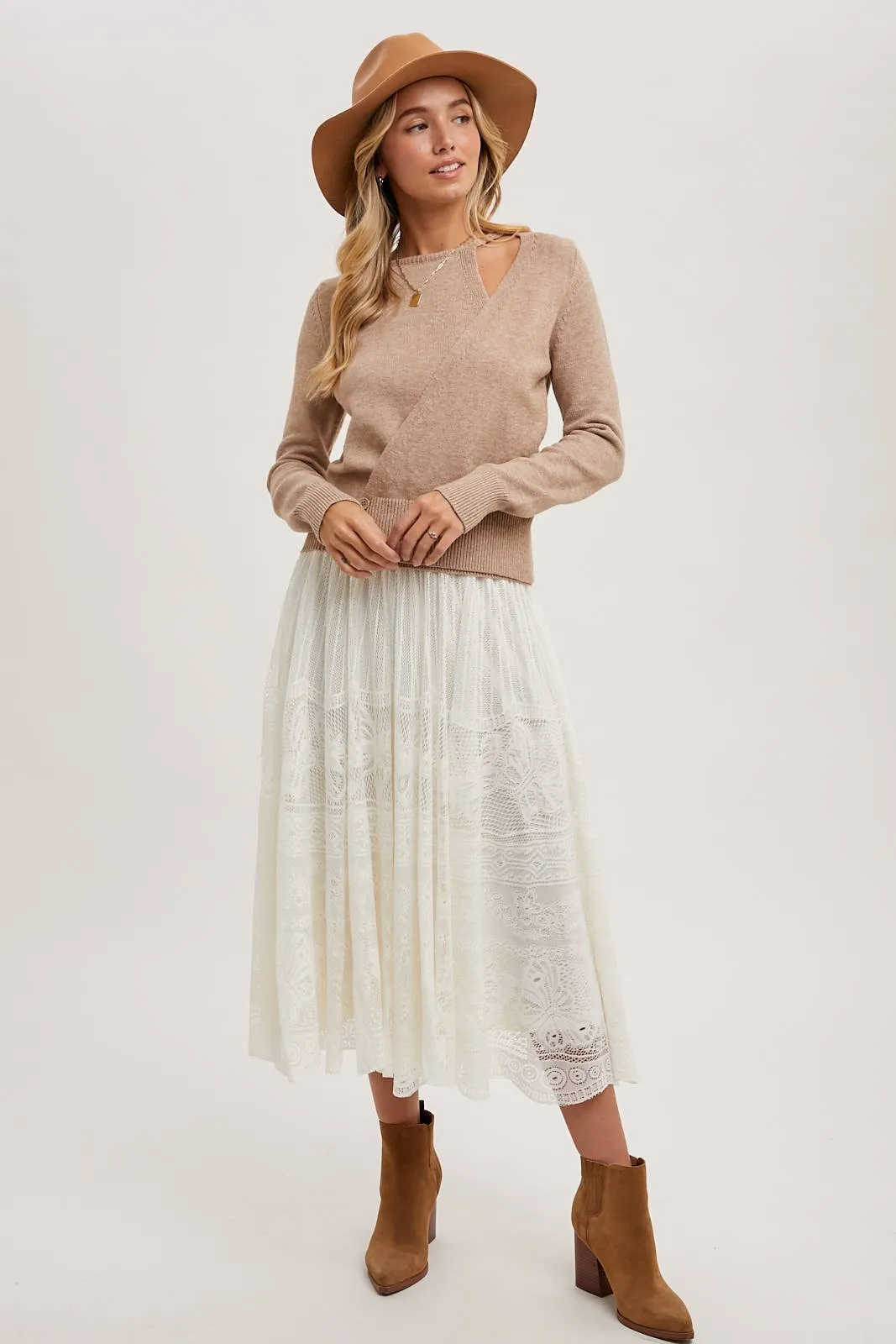 BOHO LACE MIDI SKIRT