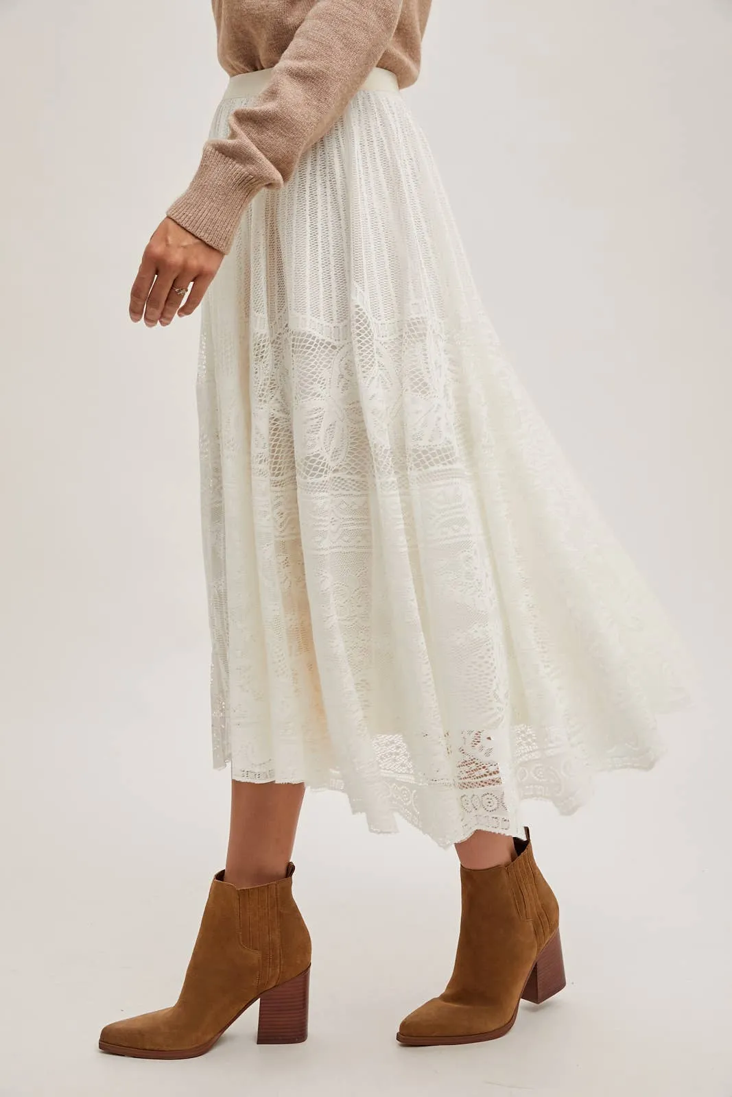BOHO LACE MIDI SKIRT