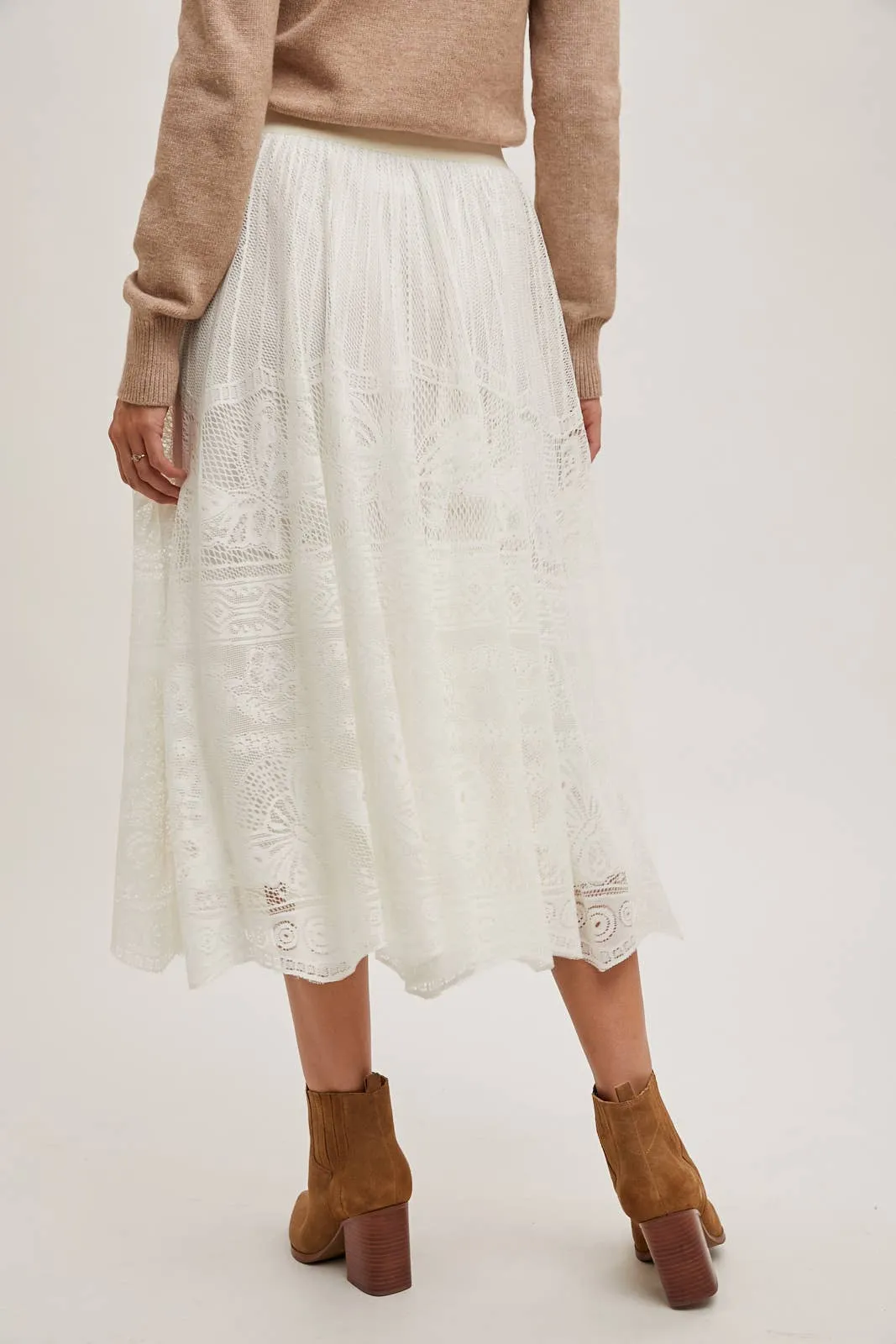 BOHO LACE MIDI SKIRT