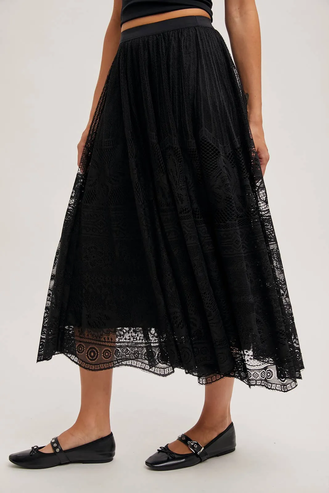 BOHO LACE MIDI SKIRT