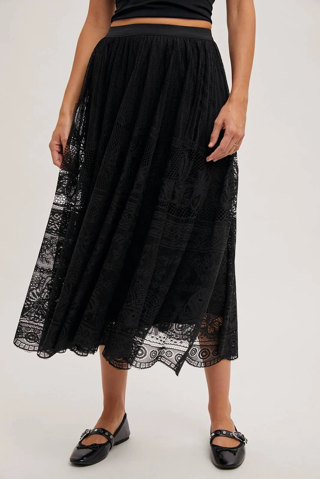BOHO LACE MIDI SKIRT