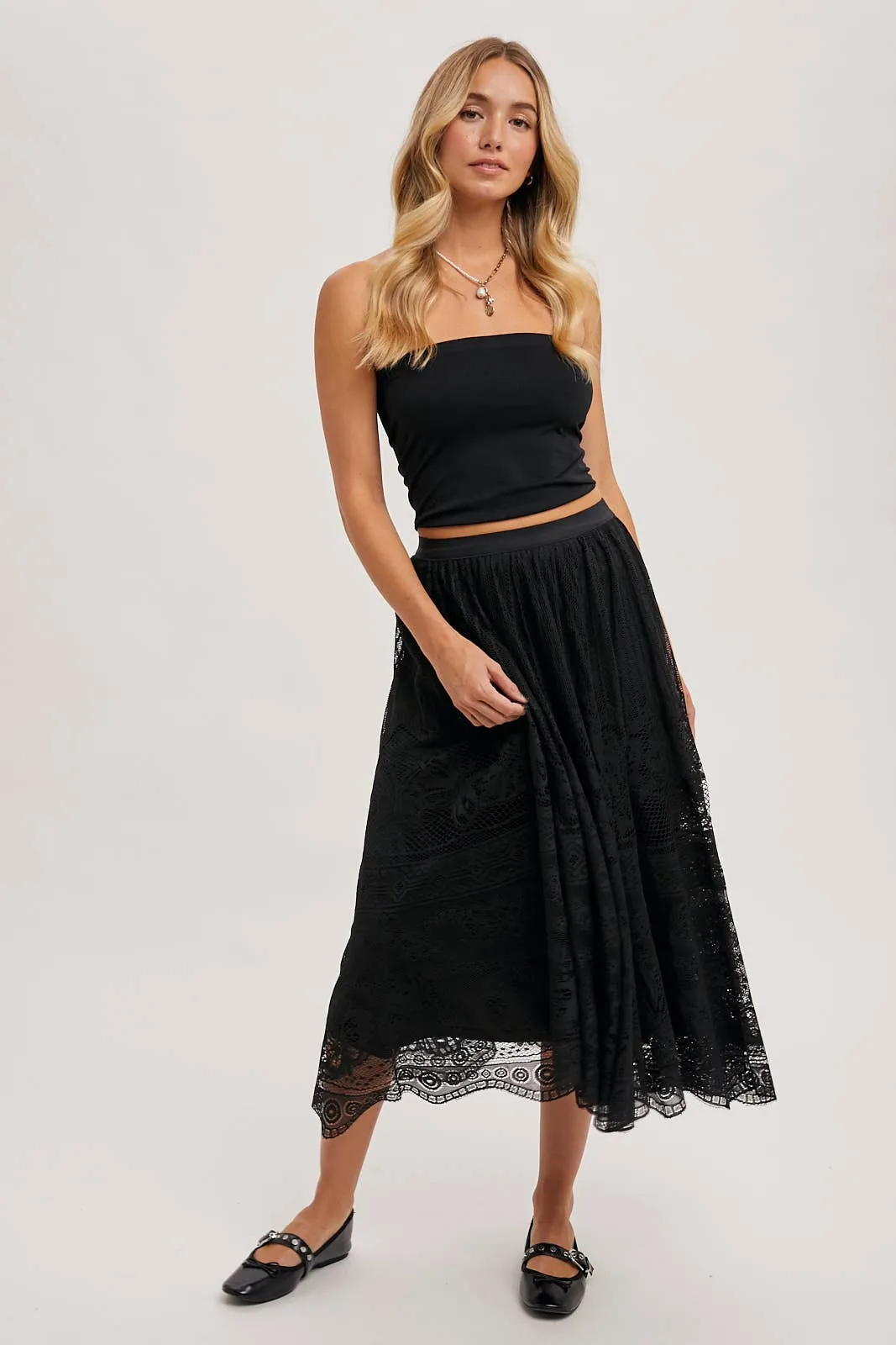 BOHO LACE MIDI SKIRT