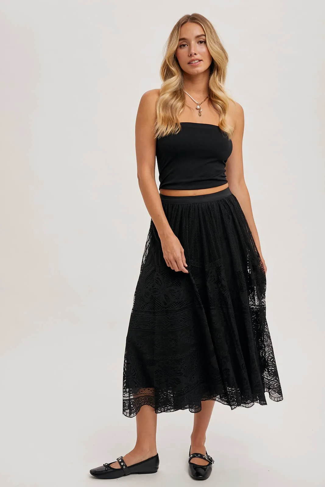 BOHO LACE MIDI SKIRT