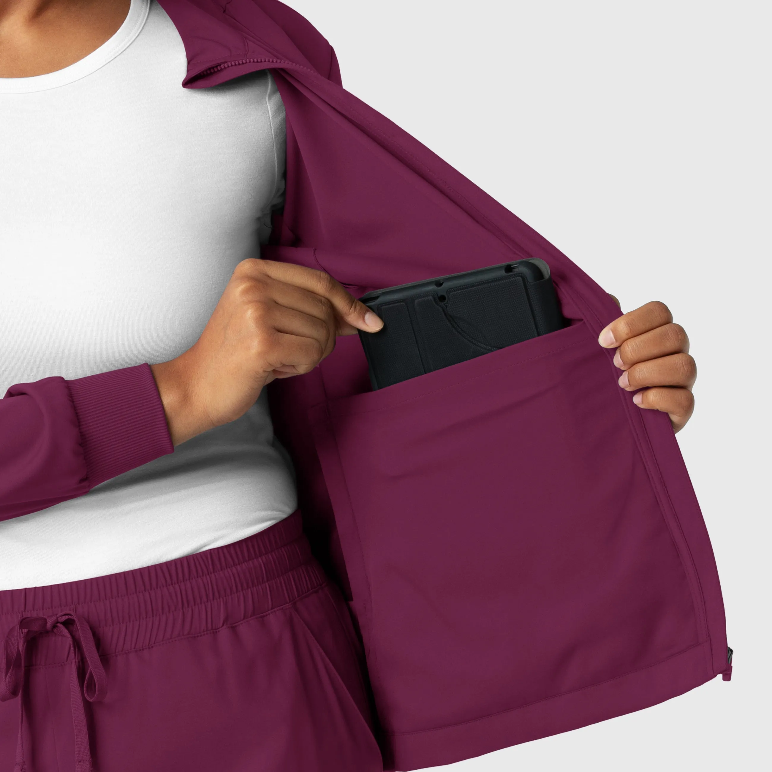 Boundless 8151 Warm Up Scrub Jacket Wine