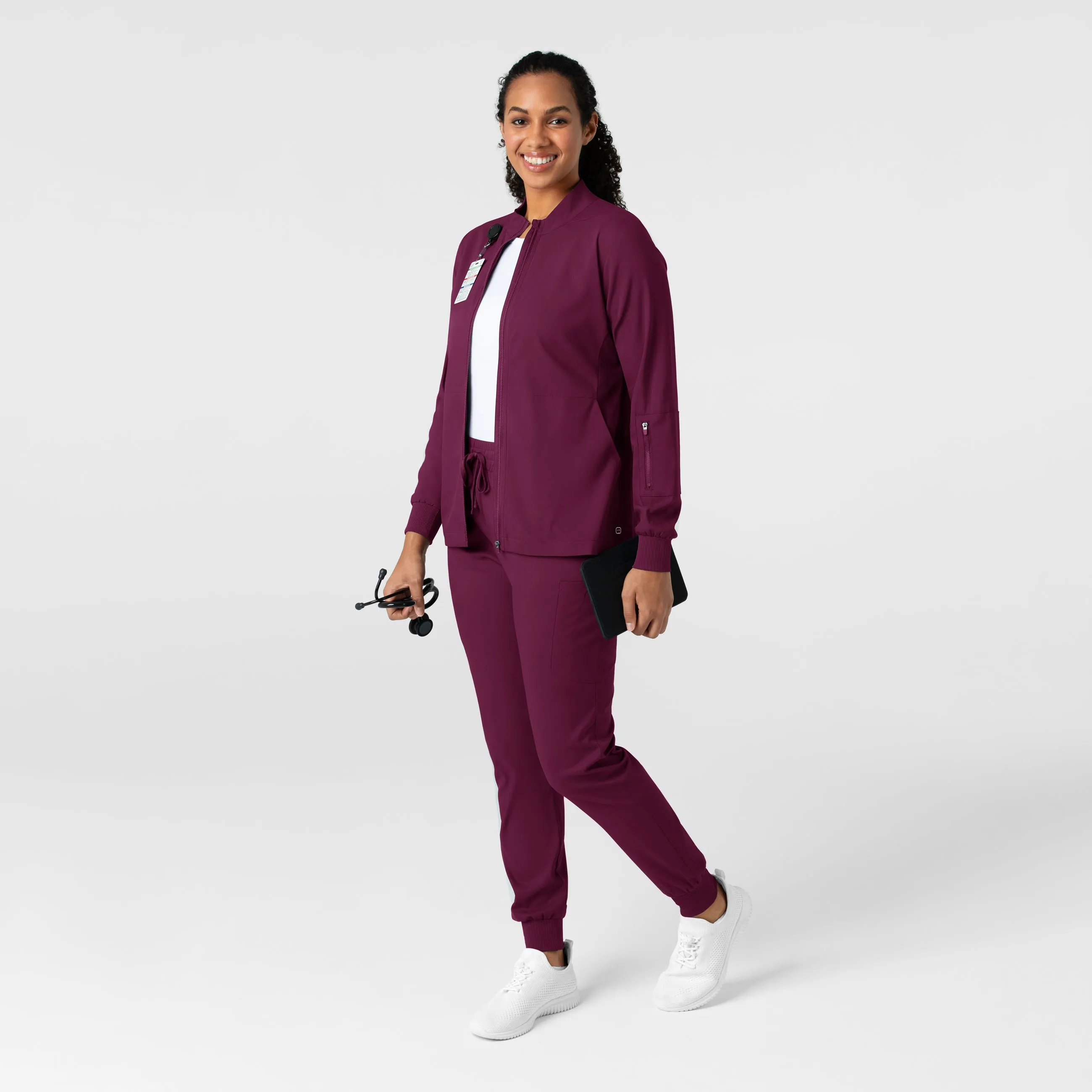 Boundless 8151 Warm Up Scrub Jacket Wine