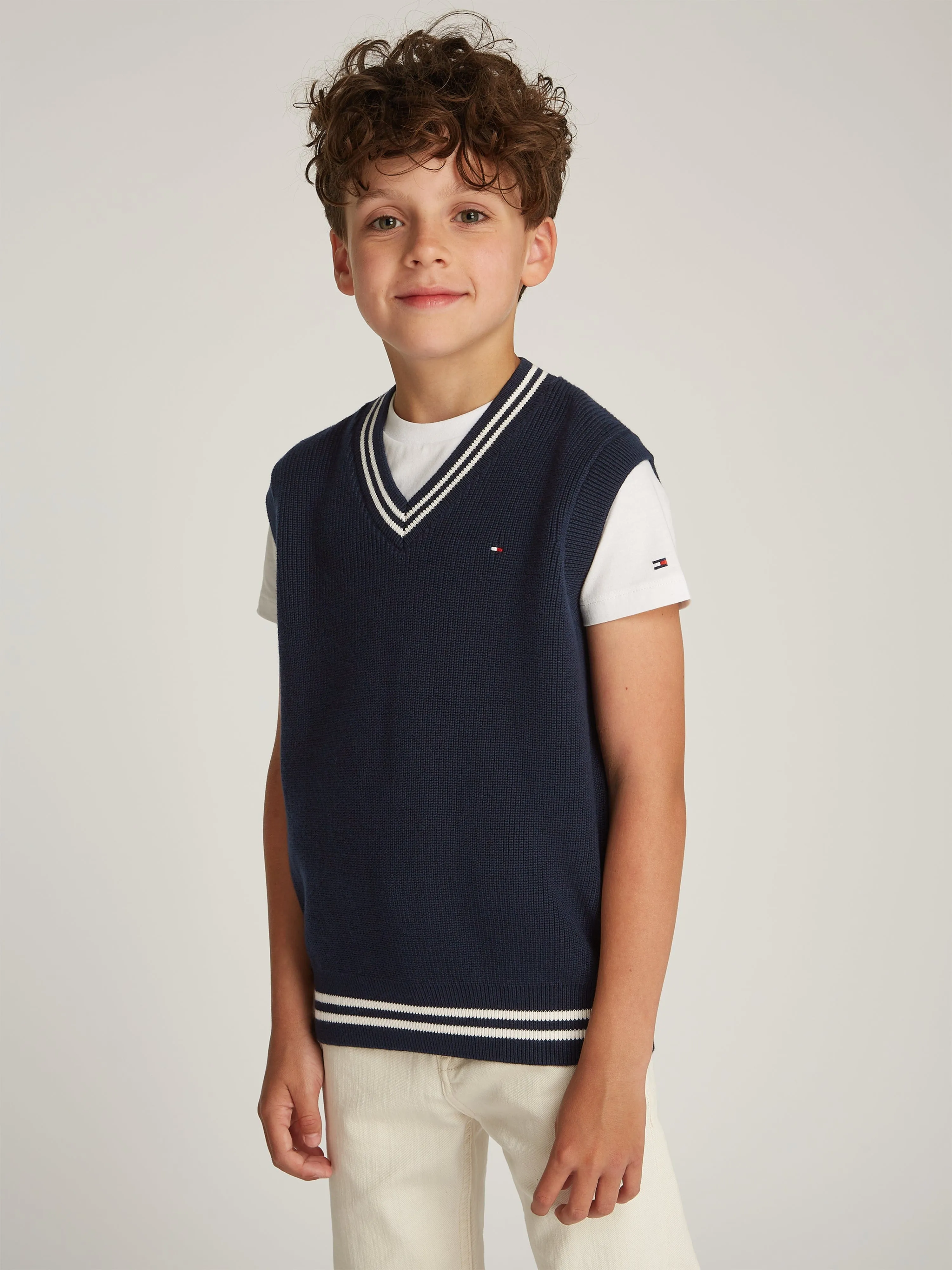 Boys Knitted Sweater Vest in Navy