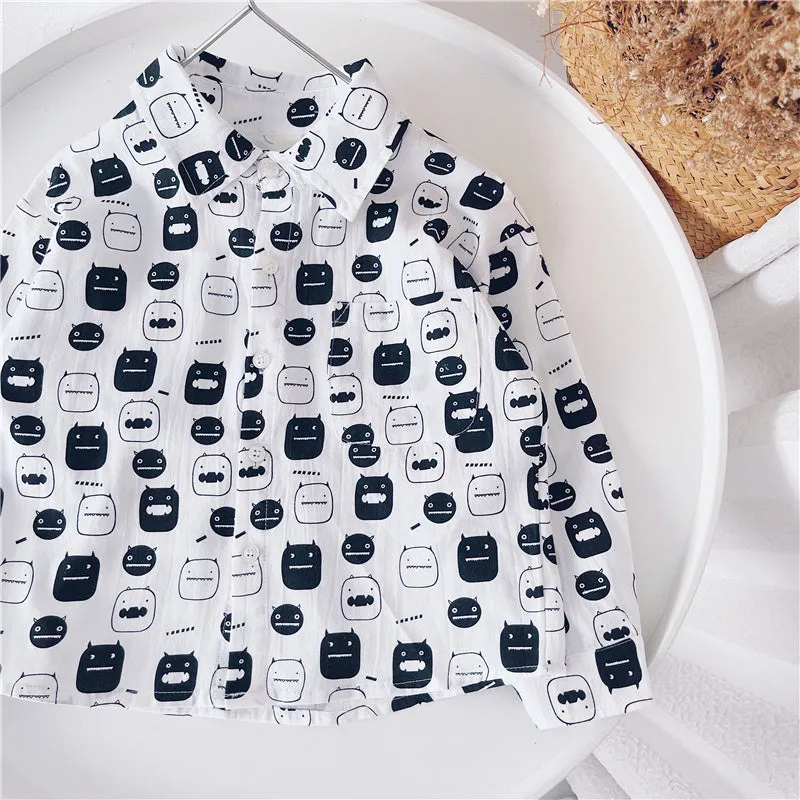 Boys Shirts Childrens Longsleeved Shirts Handsome Boys Cardigan Jackets