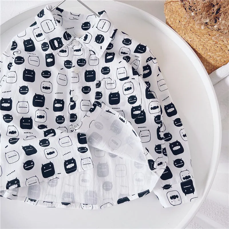 Boys Shirts Childrens Longsleeved Shirts Handsome Boys Cardigan Jackets