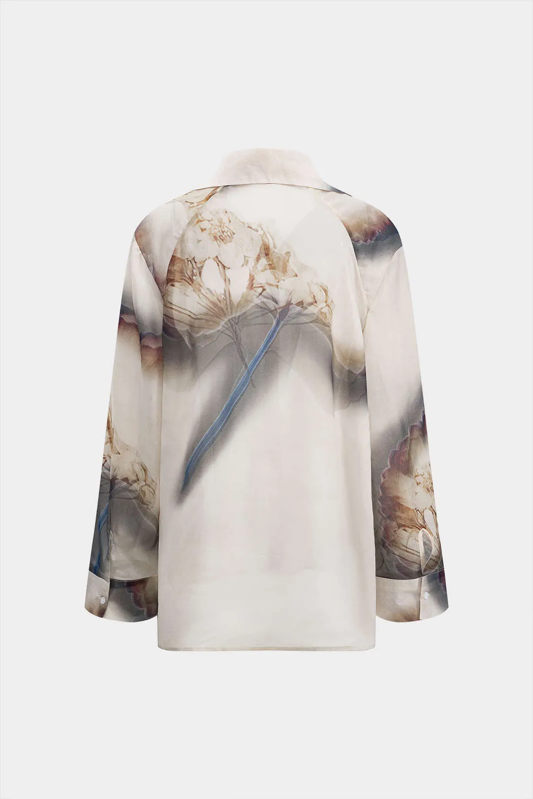 Calla - Elegant Abstract Print Woman's Chiffon Button Shirt
