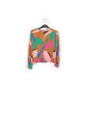 Camel graphic-print top
