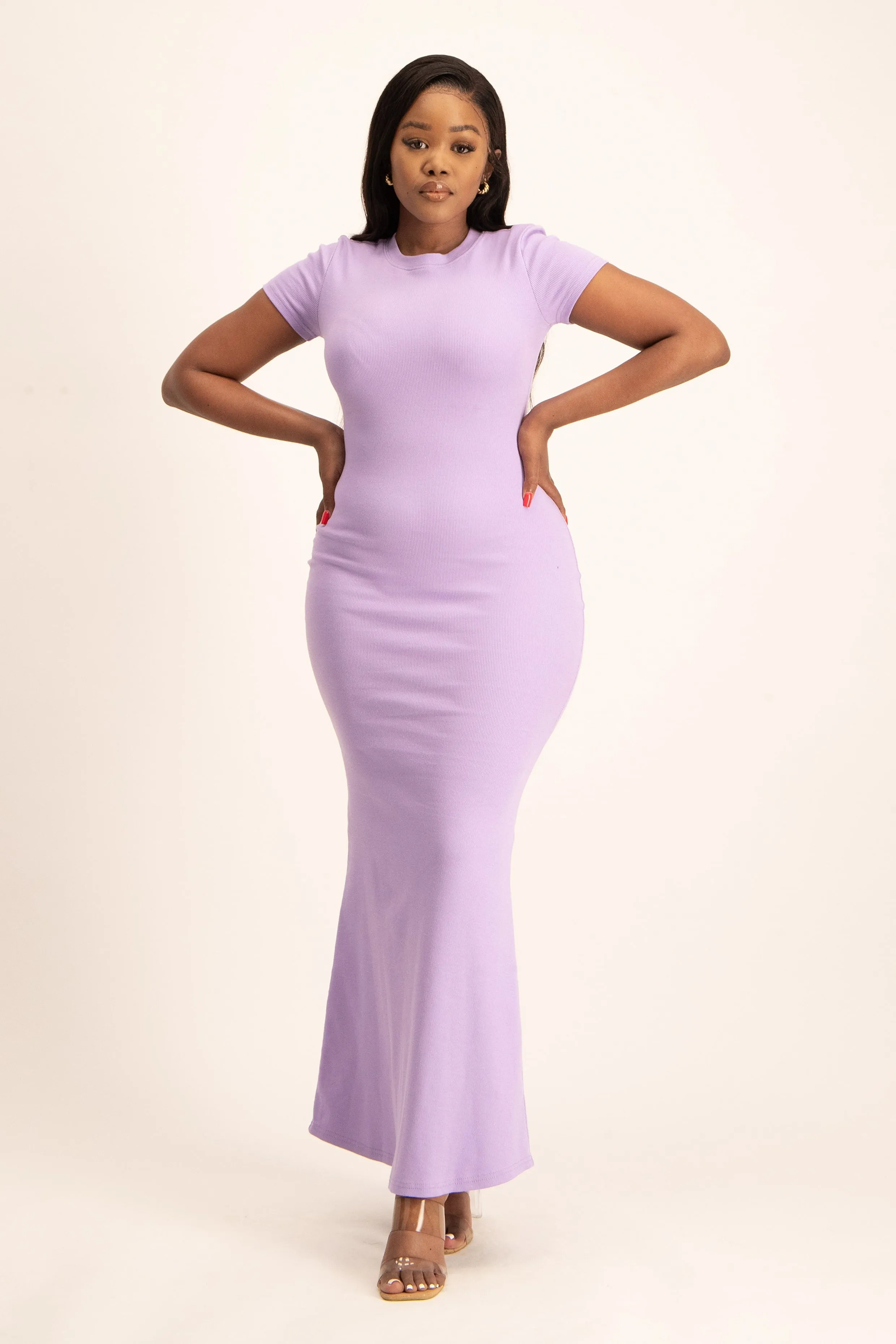 Cap Sleeve Ribb Bodycon Dress