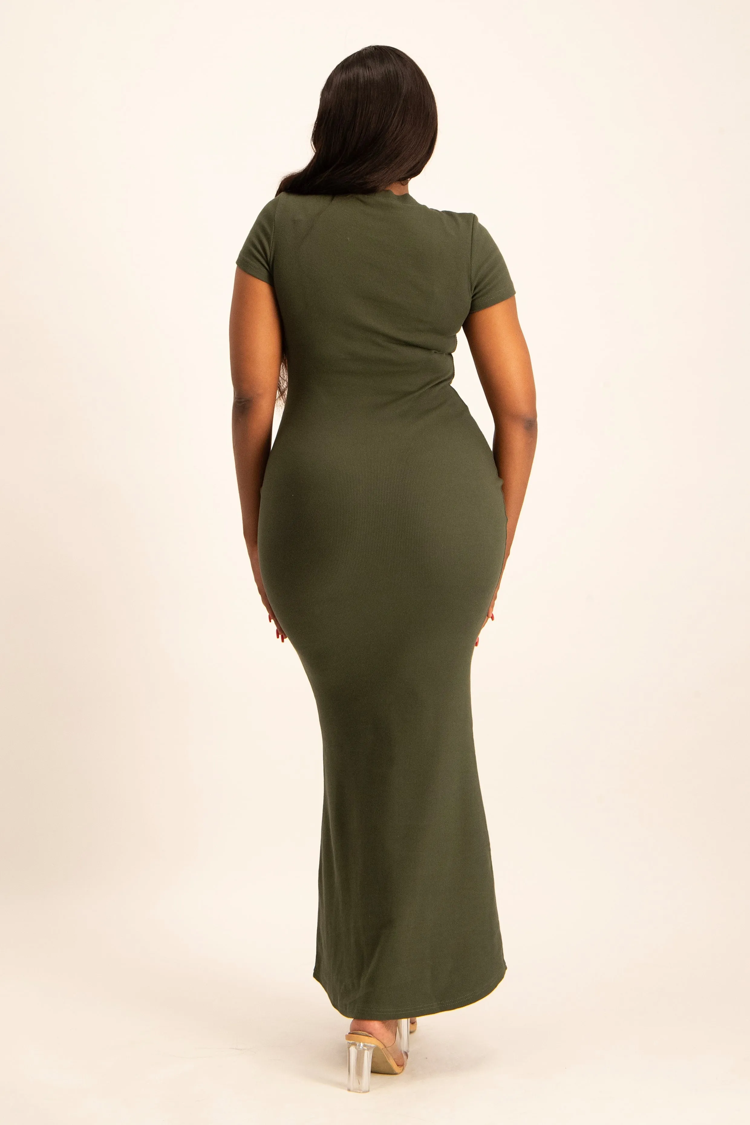 Cap Sleeve Ribb Bodycon Dress