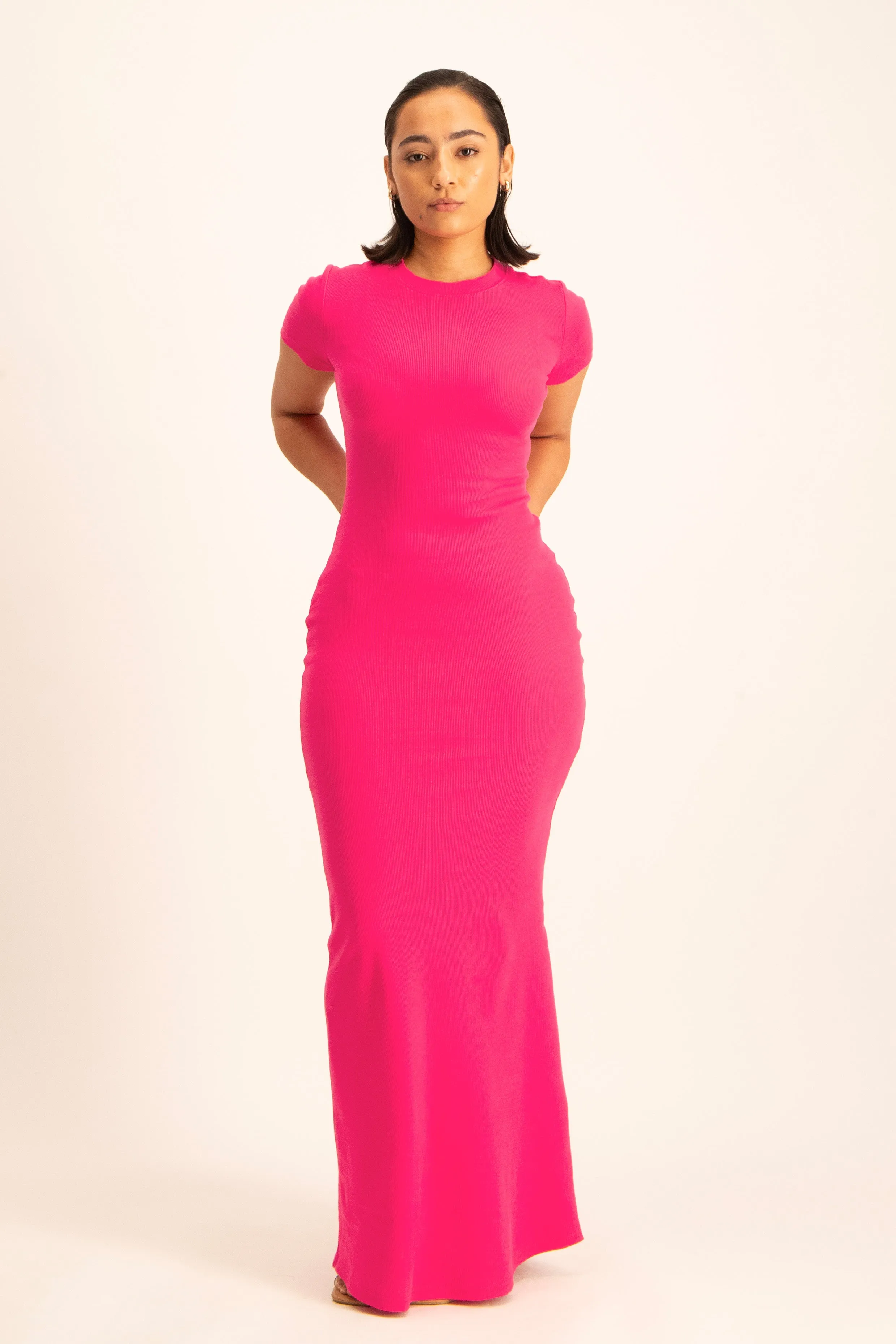 Cap Sleeve Ribb Bodycon Dress