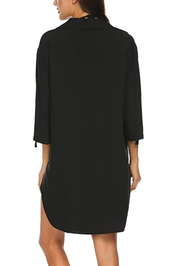 Casual Buttocks Solid Color Shirt