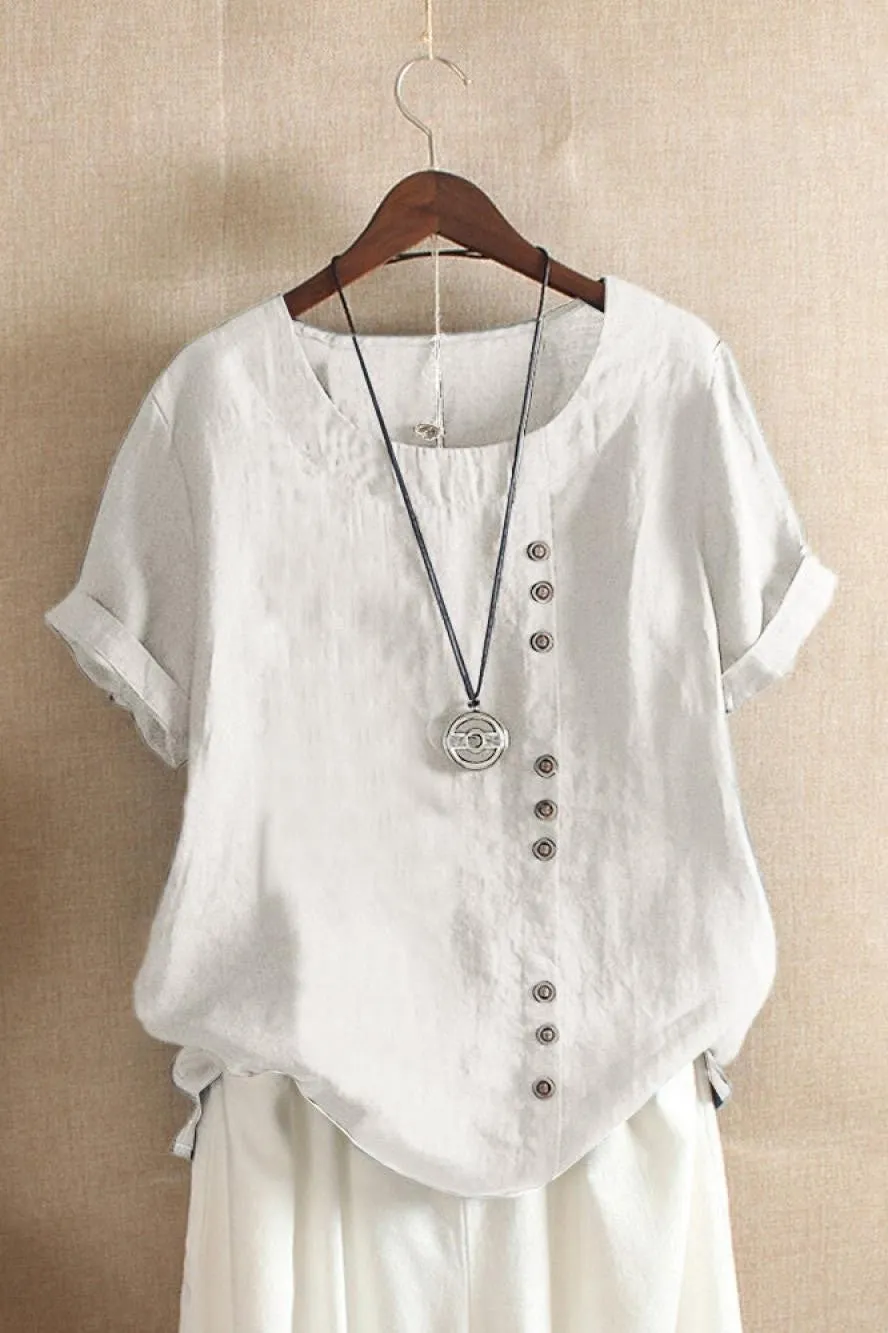 Casual Cotton Shortsleeve Blouse for Women