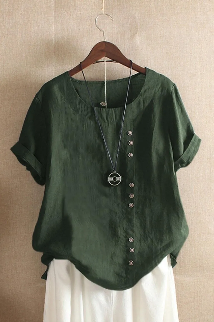 Casual Cotton Shortsleeve Blouse for Women