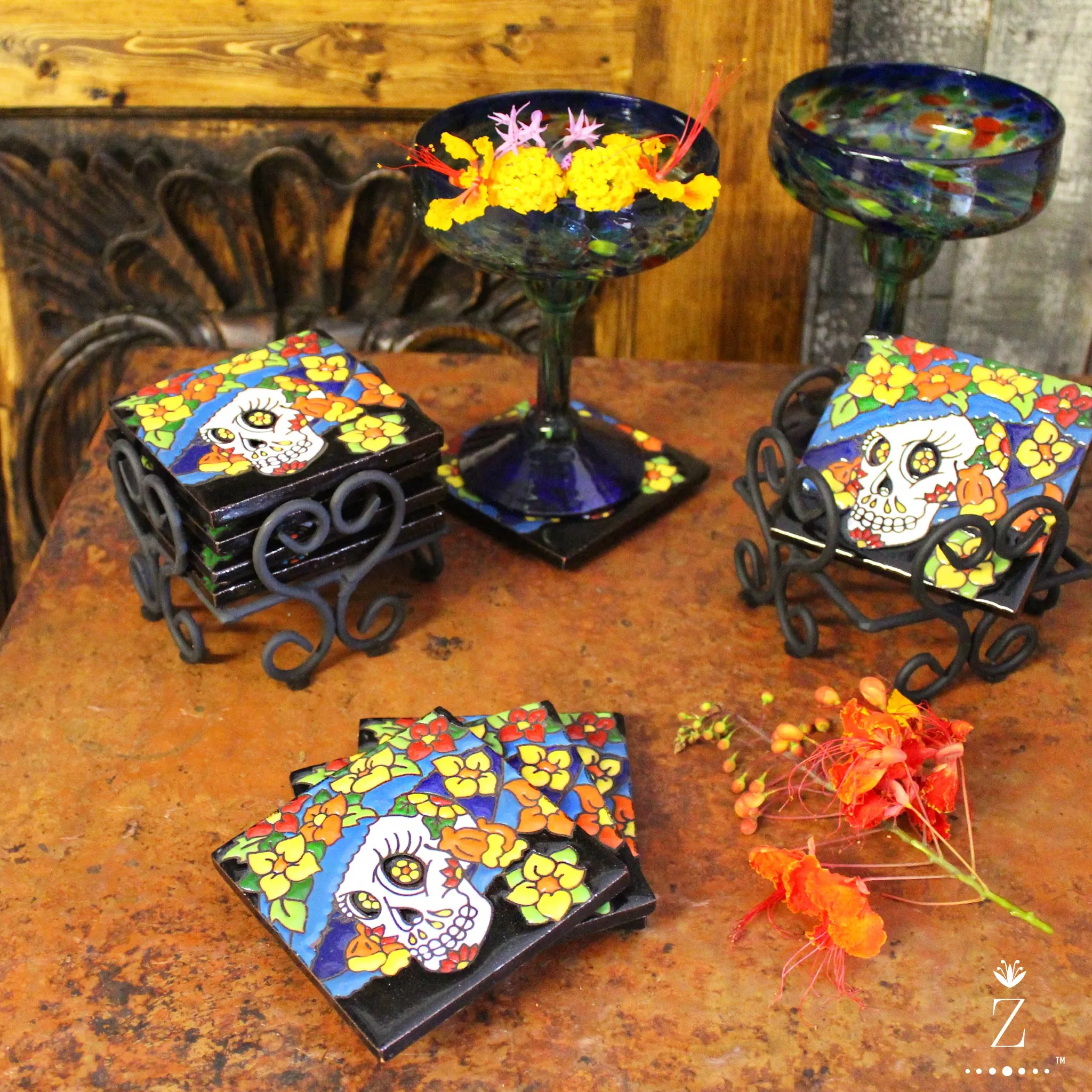 Ceramic Coaster set | Catrina Eleganté. Four piece coaster set.