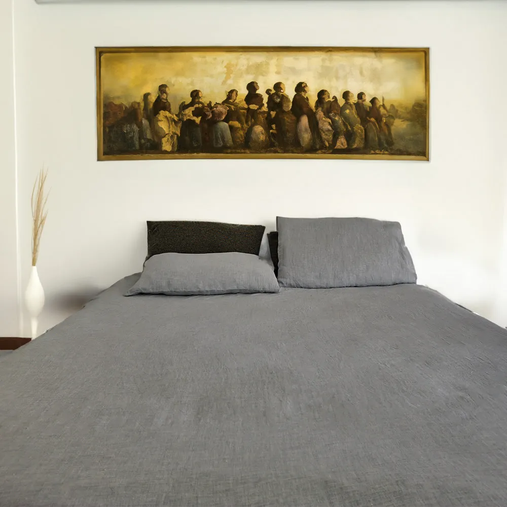 Charcoal Grove Linen Fitted Sheet